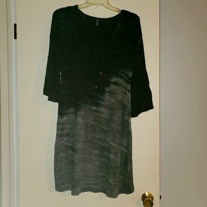 Viereck Tie Dye 3/4 Sleeve Dress Black/Green Stretch Jersey Size Medium